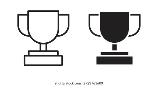 Ícones de troféu preenchidos, linha fina, contorno e traçados
