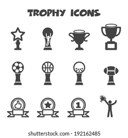 trophy icons, mono vector symbols