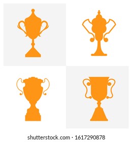 Trophy icons on white background. Champions cup logo. Vector illustration.
