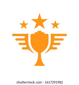 Trophy icons on white background. Champions cup logo. Vector illustration.