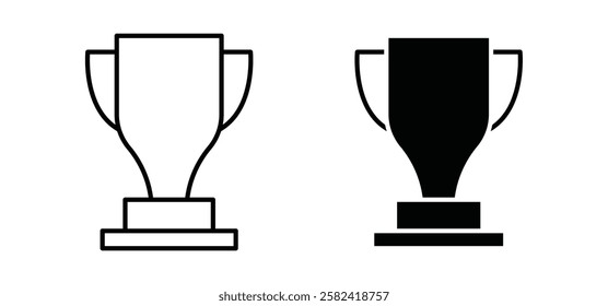 Trophy icons pack vectors in black flat and strokes