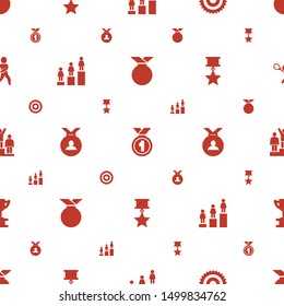 trophy icons pattern seamless white background. Included editable filled medal, award, ranking, medal with star, tennis playing icons. trophy icons for web and mobile.