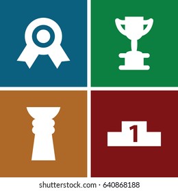Trophy icons set. set of 4 trophy filled icons such as ranking, trophy