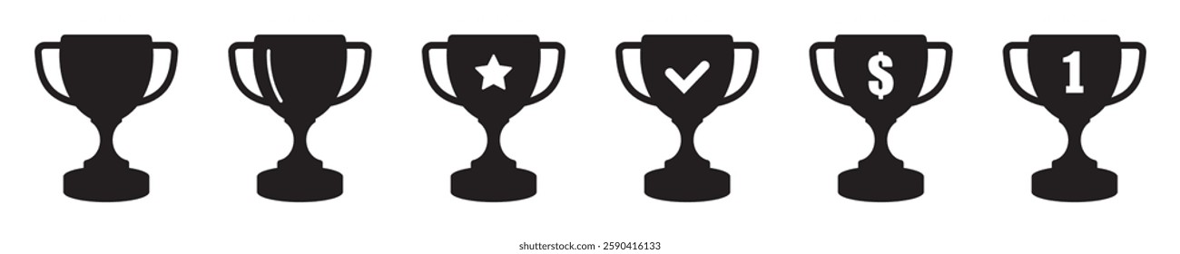 Trophy icons set. Trophy cup, winner cup, victory cup icon.