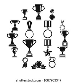 Trophy icons set. Simple illustration of 16 trophy vector icons for web