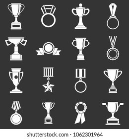Trophy icons set vector white isolated on grey background 
