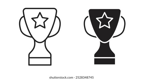 Trophy icons. Vector set in filled and line style.