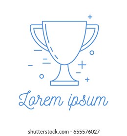 Trophy illustration, thin line winning design with cup
