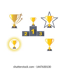 Trophy illustration vector logo icon of winner illustration design