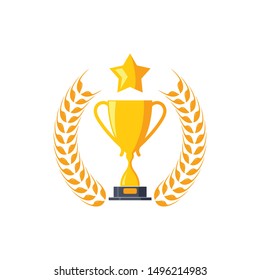 Trophy illustration vector logo icon of winner illustration design