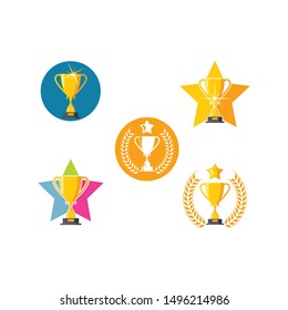 Trophy illustration vector logo icon of winner illustration design
