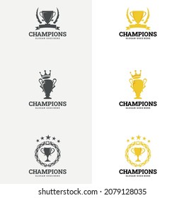 Trophy illustration vector logo icon. Trophy logo icon for winner award logo template