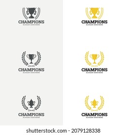 Trophy illustration vector logo icon. Trophy logo icon for winner award logo template