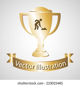 trophy illustrator over color background
