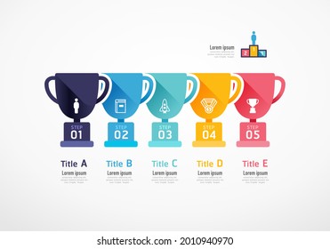 Infografía de trofeos. Concepto de negocio. Plantilla de diapositiva del vector. Ilustración creativa.