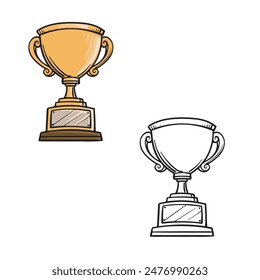 trophy isolated on white background. Simple design outline style. You can change color you want. Easy to edit. Vector illustration