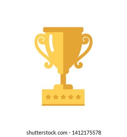 Trophy, isolated vector illustration in flat style, icon for winning, success, championship, competition.