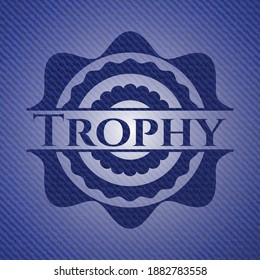 Trophy with jean texture. Vector Illustration. Detailed. 