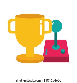 trophy and joystick video game