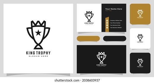 trophy king logo vector design and business card