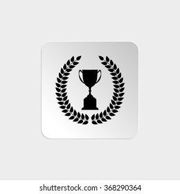 Trophy with Laurel Wreath  - black vector icon