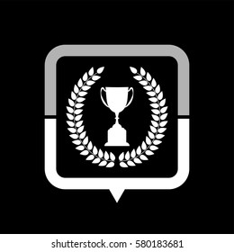 Trophy with Laurel Wreath  - black vector icon