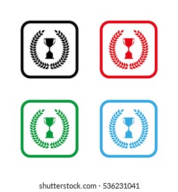 Trophy with Laurel Wreath  - color vector icon
