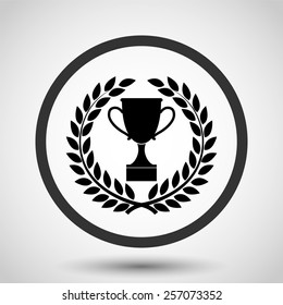 Trophy in Laurel wreath vector icon - black illustration