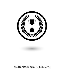 Trophy with Laurel Wreath - vector icon with shadow