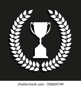 Trophy with Laurel Wreath -  vector icon with shadow