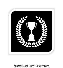 Trophy with Laurel Wreath -  white vector icon