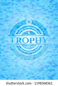 Trophy light blue emblem with mosaic background