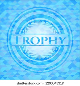 Trophy light blue emblem with mosaic background
