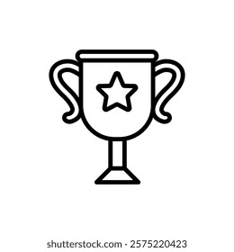 Trophy line icon. Achievement icon. Trophy icon isolated on white background. Transparent background, minimalist symbol. Vector images