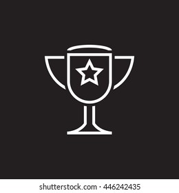 trophy line icon, award cup outline vector illustration, linear pictogram isolated on black
