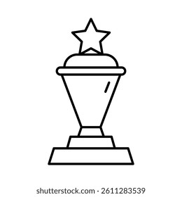 Trophy Line Icon. Award, Success, Achievement, Sport, Competition, Medal, Champion, Winner, Leadership Editable Stroke Vector Illustration.