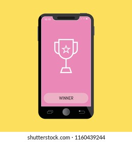 Trophy 
 Line Icon on Mobile Screen.