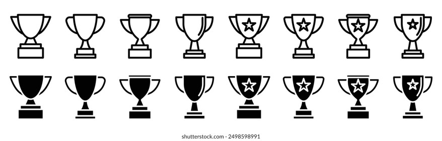 Trophy line icon set. competition prize and sport Trophy cup vector symbol collection. Trophy cup, winner cup, victory cup icon.