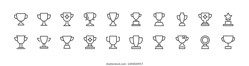 trophy line icon set with editable stroke. Outline collection of vector objects. Premium icon pack