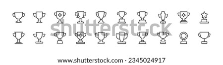 trophy line icon set with editable stroke. Outline collection of vector objects. Premium icon pack