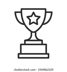 Trophy line icon. Simple outline style for app and web design element. Winner, award, cup, champ, contest, prize, won concept. Vector illustration isolated on white background. EPS 10.