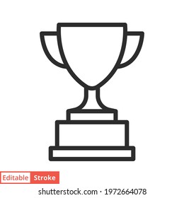 Trophy line icon. Simple outline style for app and web design element. Winner, award, cup, champ, contest, prize, won concept. Vector illustration isolated on white background. Editable stroke EPS 10.