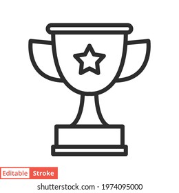 Trophy line icon. Simple outline style for app and web design element. Winner, award, cup, champ, contest, prize, won concept. Vector illustration isolated on white background. Editable stroke EPS 10.
