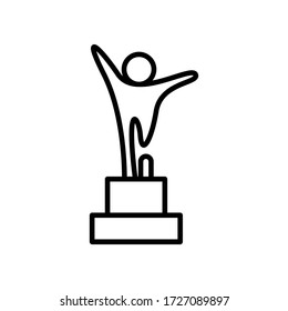 Vector de icono de línea de trofeo sobre fondo blanco