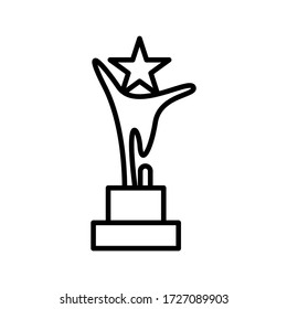 Trophy line icon vector on white background