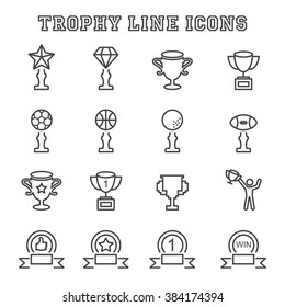 trophy line icons, mono vector symbols