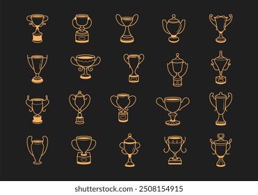 Conjunto de elementos de icono lineal de trofeo