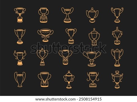 Trophy Lineart Icon Element Set