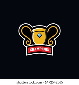 Trophy Logo, Cup Badge Logo Design Vector