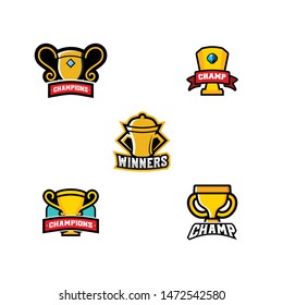 Trophy Logo, Cup Badge Logo Design Vector